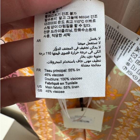 NWT Sandro Knotted Floral Print Jumpsuit Beige‎ Linen Blend FR 40 / US 8 Summer - Picture 12 of 13